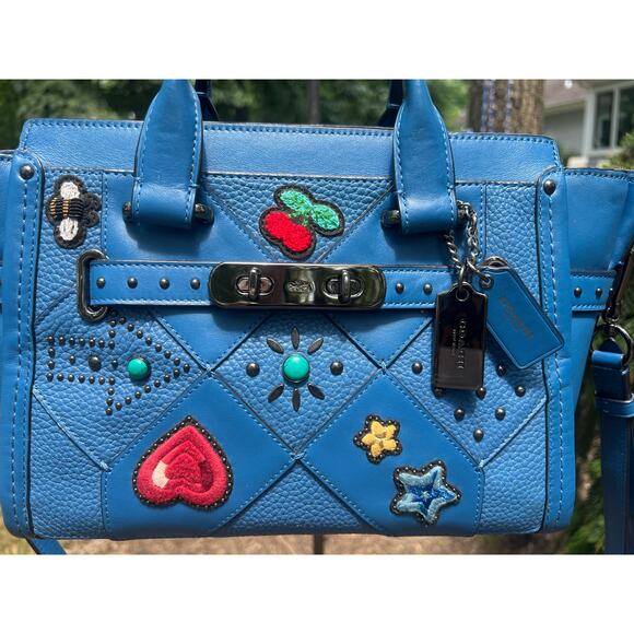 RARE $695 COACH Swagger 27 embellished Canyon Quilt leather w/COA & Dustbag - Picture 3 of 17